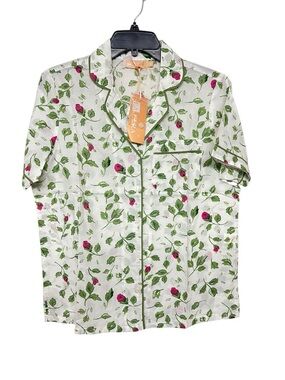 NEW La Cera Floral Cotton Pajama Set Short Sleeve Shirt and Pants